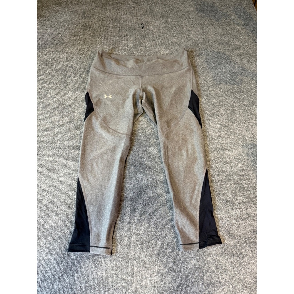 Under Armour HeatGear Compression Leggings Gray Black Colorblock Womens Large